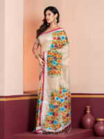 Hand-Painted Saree, Linen - Image 2