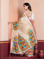Hand-Painted Saree, Linen - Image 3