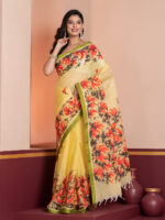 Hand-Painted Saree, Dhaniakhali Tant - Image 3